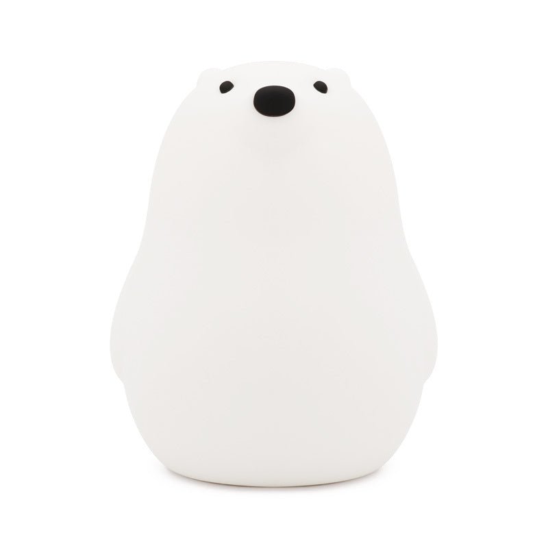 Adorable White Bear Silicone Pat Light: Soft LED Sleep Night Light