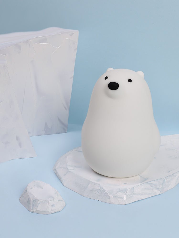 Adorable White Bear Silicone Pat Light: Soft LED Sleep Night Light