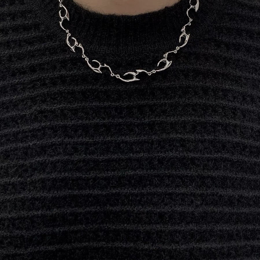 Modern Irregular Shaped Metal Necklace - Stylish Titanium Steel Jewelry for Women