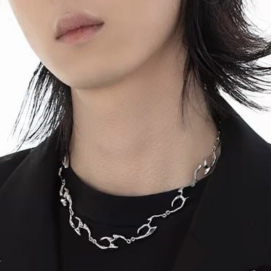 Modern Irregular Shaped Metal Necklace - Stylish Titanium Steel Jewelry for Women