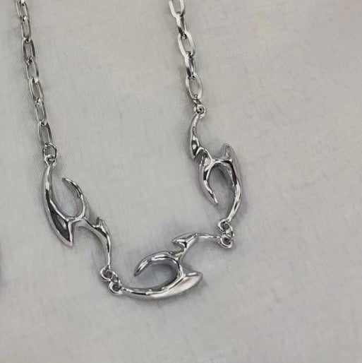 Modern Irregular Shaped Metal Necklace - Stylish Titanium Steel Jewelry for Women