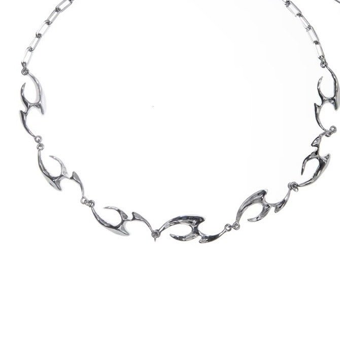 Modern Irregular Shaped Metal Necklace - Stylish Titanium Steel Jewelry for Women