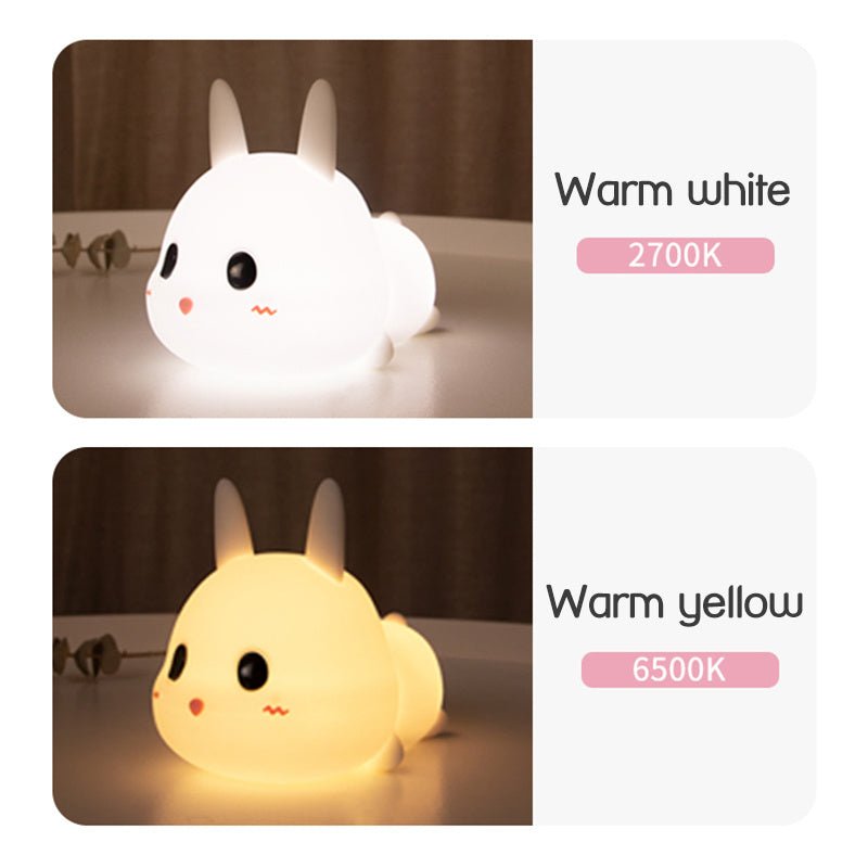 Adorable Silicone Rabbit Night Light for Kids, Gentle LED Glow