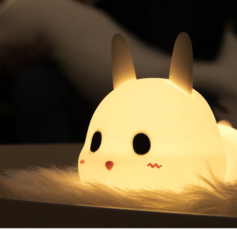 Adorable Silicone Rabbit Night Light for Kids, Gentle LED Glow