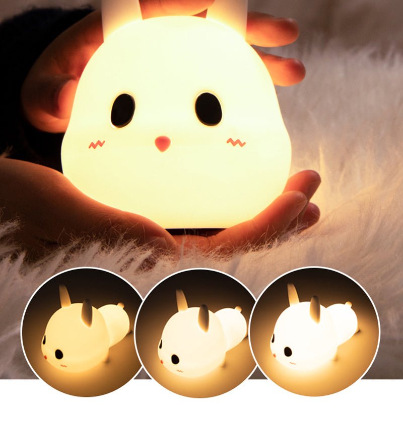 Adorable Silicone Rabbit Night Light for Kids, Gentle LED Glow