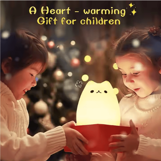 Adorable Squishy Cat LED Night Light: Soft Silicone, 8 Color Changing Lamp